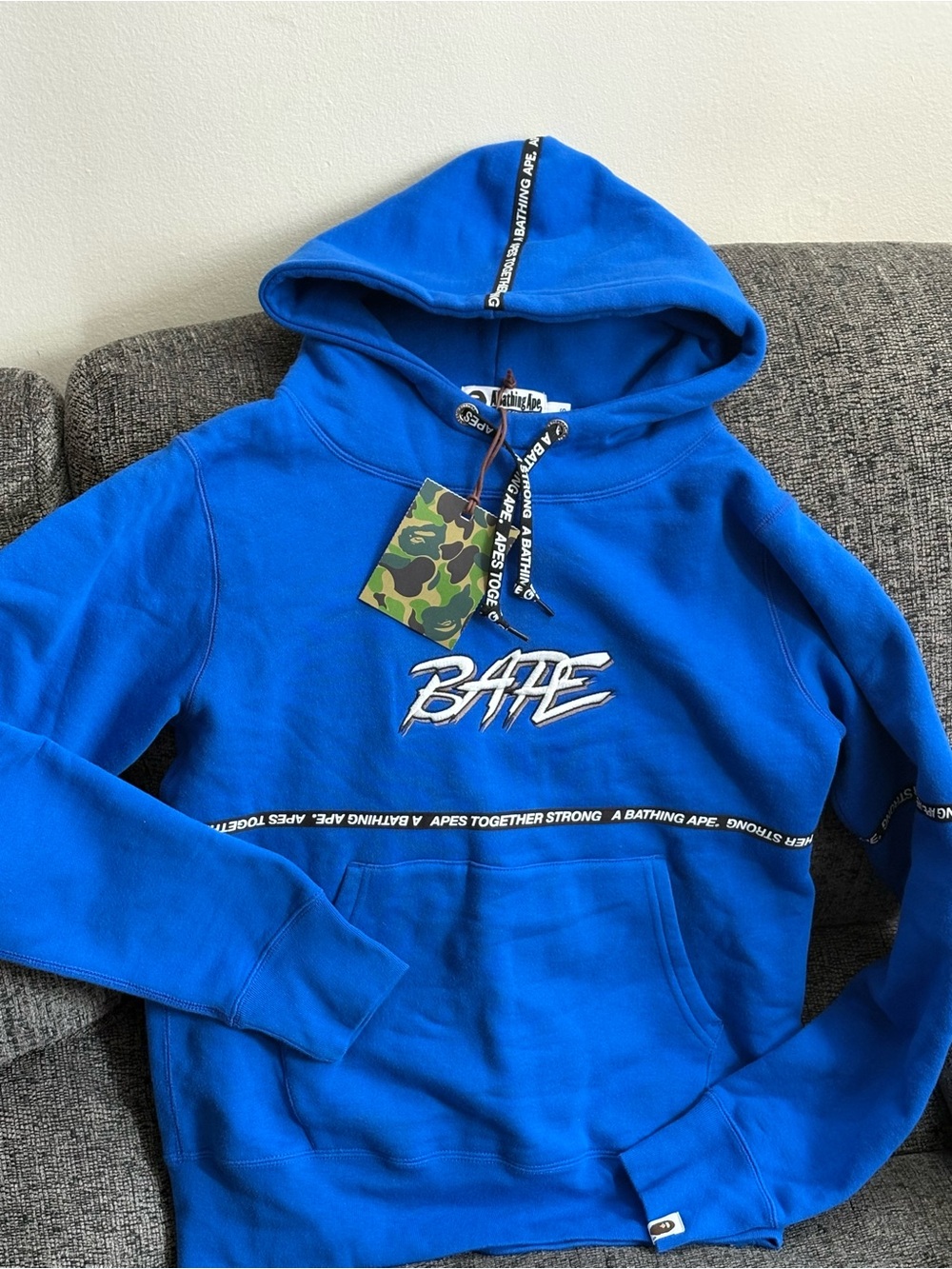 Bape Men’s Electric Blue Logo Hooded Pullover
